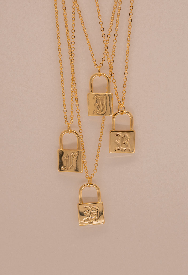 A-Z Engraved Locked Necklace