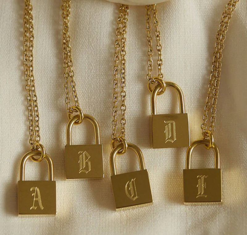 A-Z Engraved Locked Necklace
